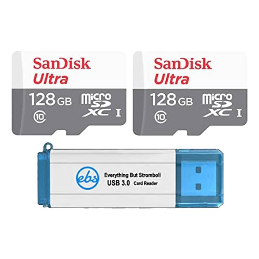 SanDisk Ultra 128GB microSDXC Memory Card (2 Pack) UHS-I Class 10 SDSQUNS-128G-GN6MN Bundle with for $31