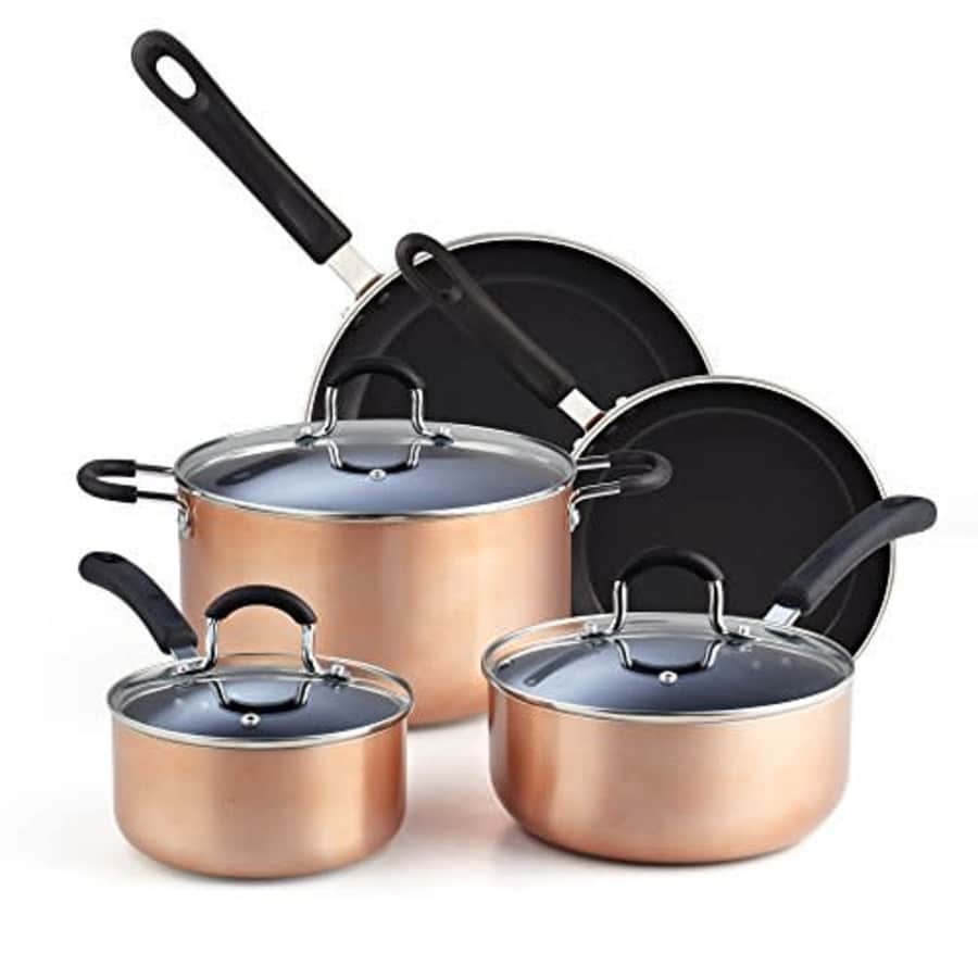 Cook N Home, Copper/Brown 8-Piece Nonstick Heavy Gauge Cookware Set,2581 for $91 Cook N Home, Copper/Brown 8-Piece Nonstick Heavy Gauge Cookware Set,2581 for $91