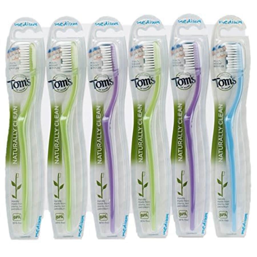 Tom's of Maine Naturally Clean Toothbrush, Medium (Pack of 6) for $7