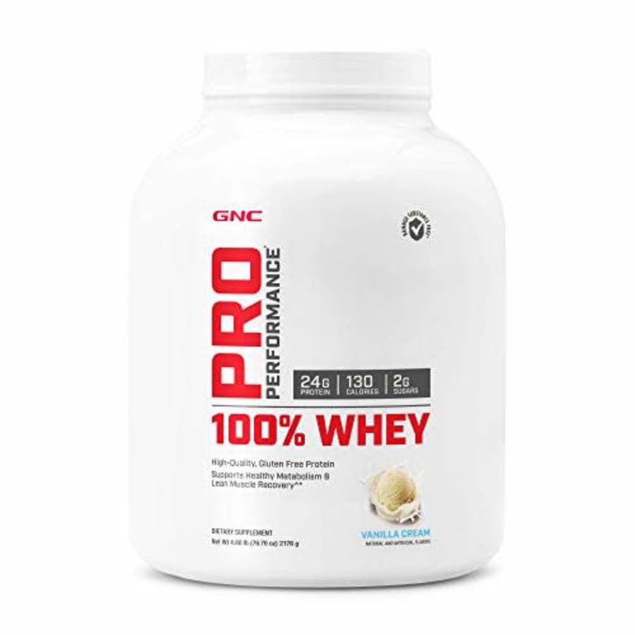 GNC Pro Performance 100 Percent Whey Protein Powder, Vanilla Cream, 4.8 Pound for $70 GNC Pro Performance 100 Percent Whey Protein Powder, Vanilla Cream, 4.8 Pound for $70