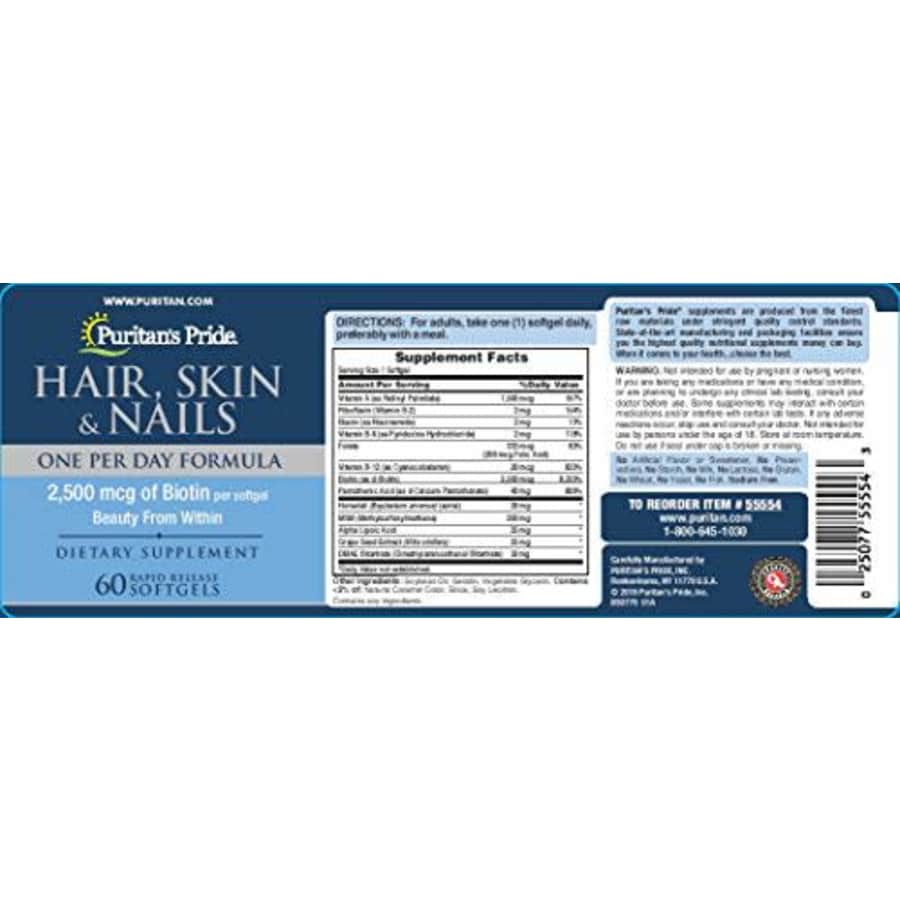 Puritan's Pride Hair Skin Nails One Per Day Formula60 Softgels, 60 Count for $12 Puritan's Pride Hair Skin Nails One Per Day Formula60 Softgels, 60 Count for $12