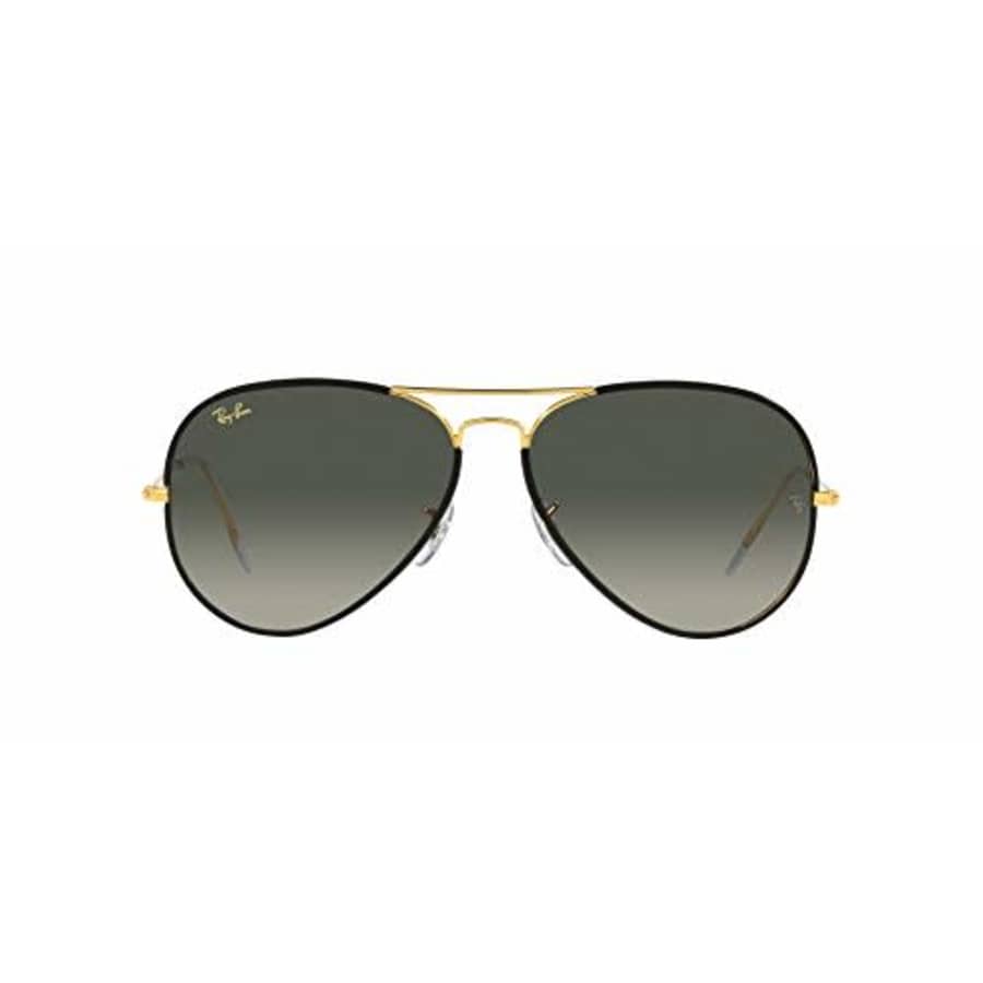 Ray-Ban Men's RB3025JM Classic Full Color Metal Aviator Sunglasses, Black On Legend Gold/Grey for $153