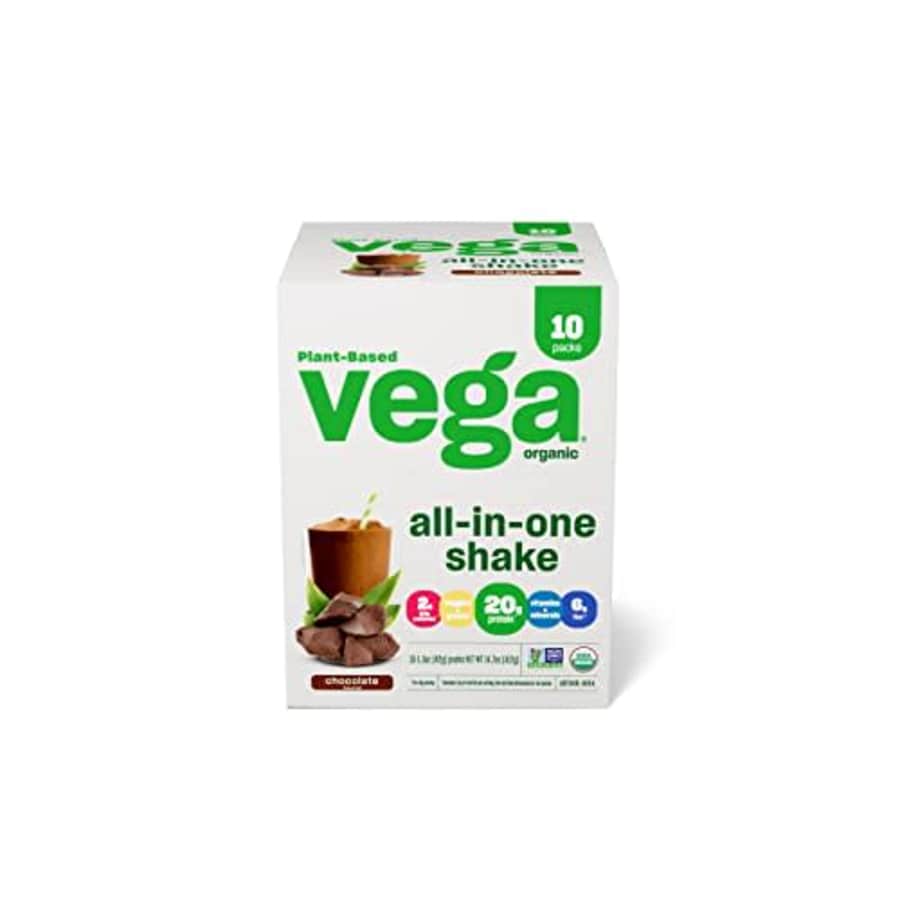 Vega Organic All-in-One Vegan Protein Powder Chocolate (10 Sachets) Superfood Ingredients, Vitamins for $43