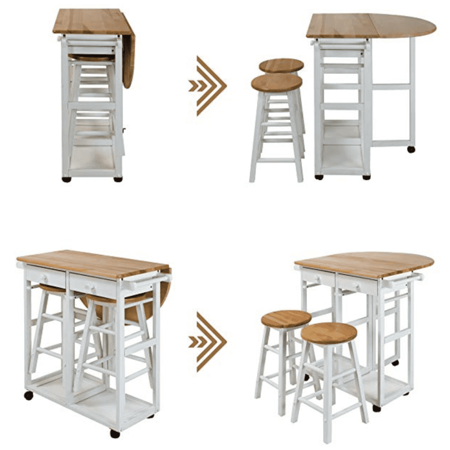 Casual Home Breakfast Cart w/ 2 Stools for $95 Casual Home Breakfast Cart w/ 2 Stools for $95