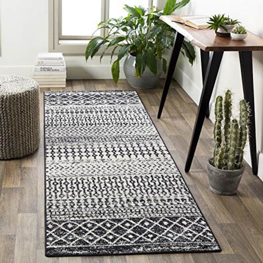 Artistic Weavers Chester Charcoal and Ivory Bohemian/Global 2'7" x 7'6" Area Rug, Black for $45 Artistic Weavers Chester Charcoal and Ivory Bohemian/Global 2'7" x 7'6" Area Rug, Black for $45