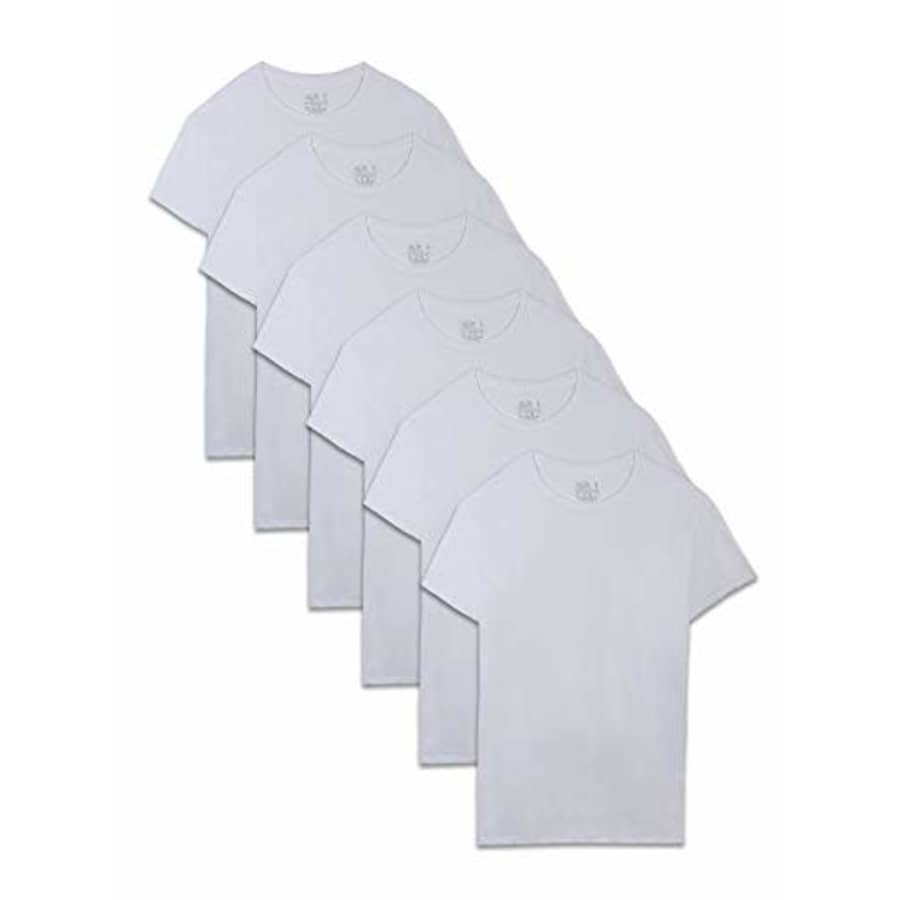 Fruit of the Loom Men's Stay Tucked Crew T-Shirt, White - Tapered Fit, Medium for $20