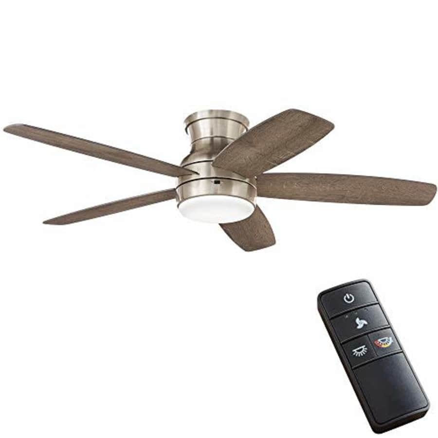 Home Decorators Collection Ashby Park 52 in. Integrated LED Brushed Nickel Ceiling Fan with Light for $142