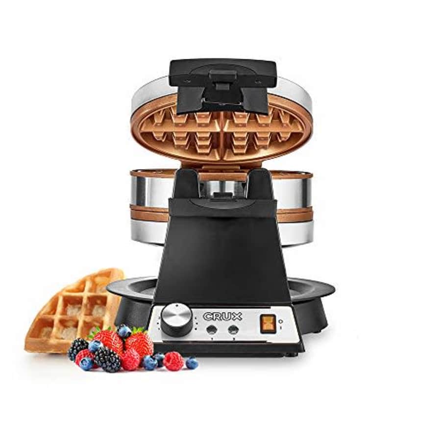 CRUX Double Rotating Belgian Waffle Maker with Nonstick Plates, Stainless Steel Housing & Browning for $93 CRUX Double Rotating Belgian Waffle Maker with Nonstick Plates, Stainless Steel Housing & Browning for $93