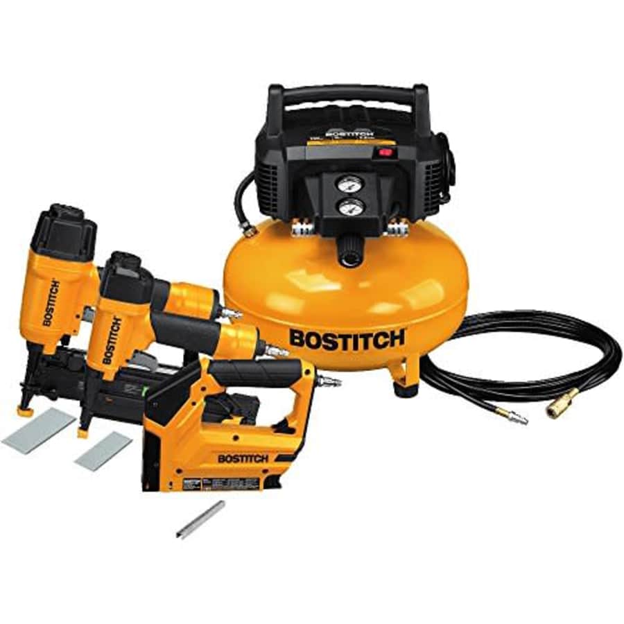 BOSTITCH U/BTFP3KIT 3-Tool and Compressor Combo Kit (Renewed) for $247