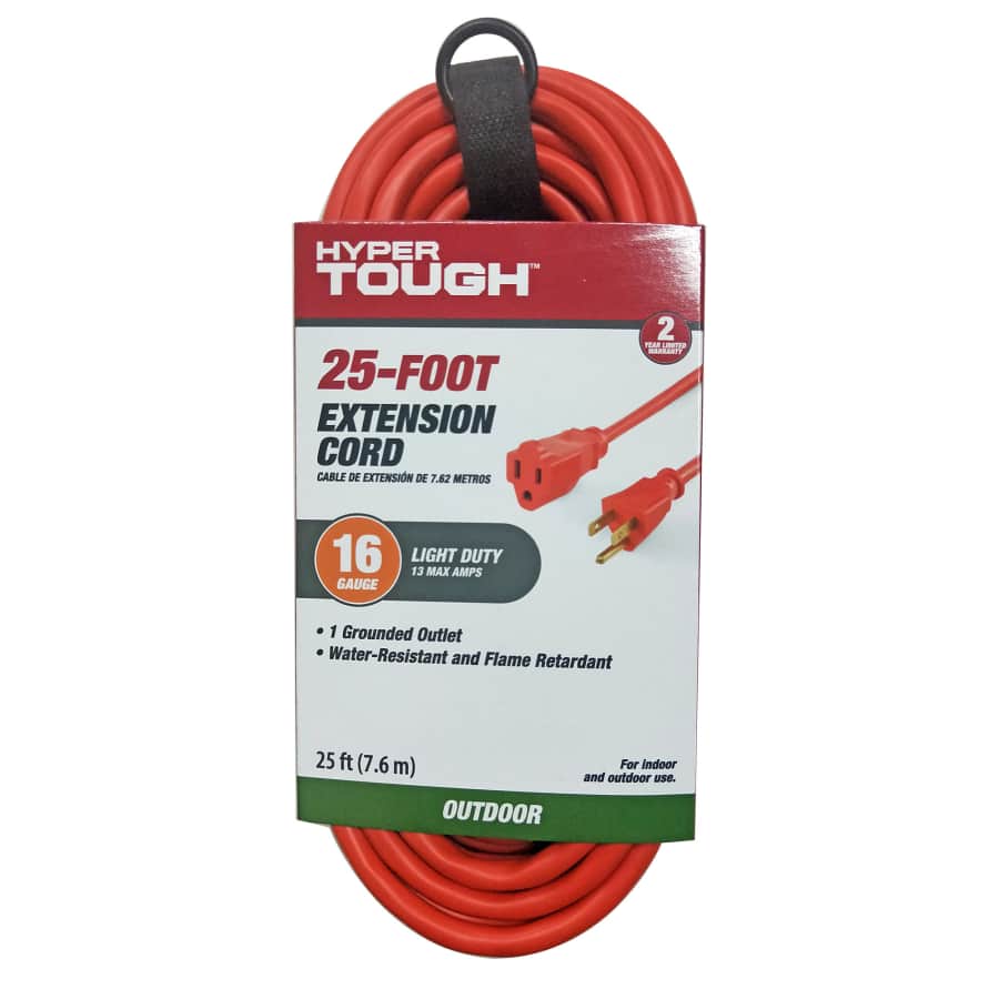 Hyper Tough 25-foot 16/3 Outdoor Extension Cord for $4 Hyper Tough 25-foot 16/3 Outdoor Extension Cord for $4