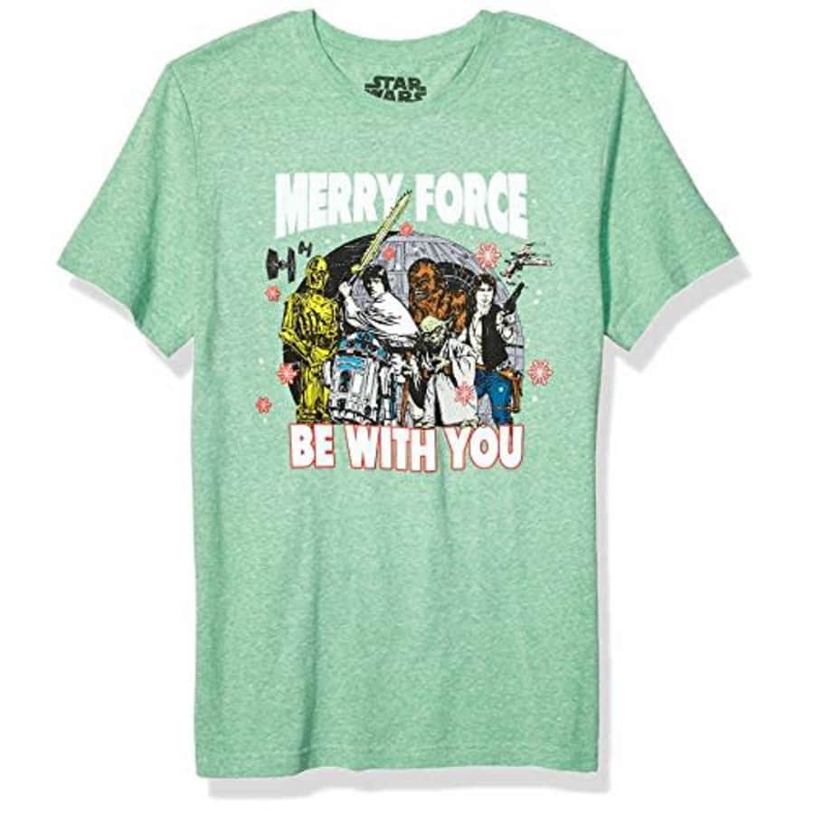 Star Wars Men's Ugly Christmas T-Shirt, Force/Kelly Heather, X-Large for $14 Star Wars Men's Ugly Christmas T-Shirt, Force/Kelly Heather, X-Large for $14