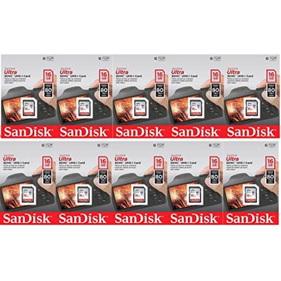 SanDisk 16GB Ultra (10 Pack) Class 10 80MBps SDHC UHS-I Memory Card SDSDUNC-016G-GN6IN for $6