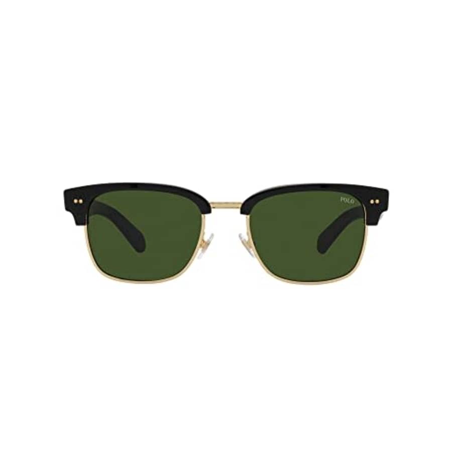 Polo Ralph Lauren Mens PH4202 Square Sunglasses, Shiny Black/Dark Green, 55 mm for $99