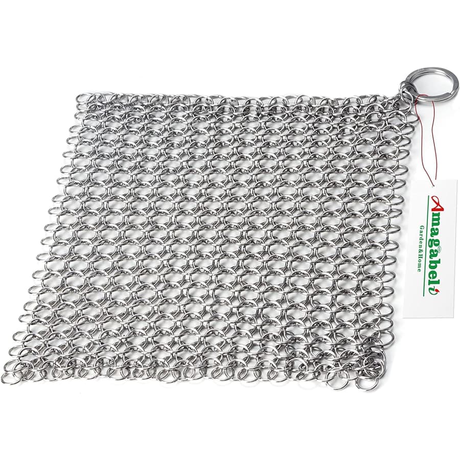 Amagabeli 8" x 6" Cast Iron Chainmail Scrubber for $8