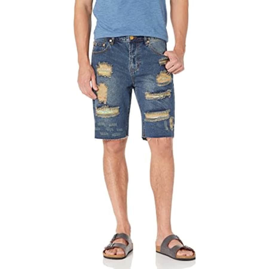 LRG Lifted Research Group Men's Jean Shorts, Denim Blue, 32 for $20