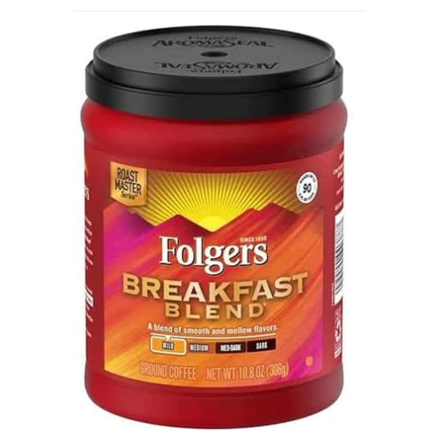 Folgers Breakfast Blend Mild Roast Ground Coffee, 9.6 Ounces (Pack of 6) for $40