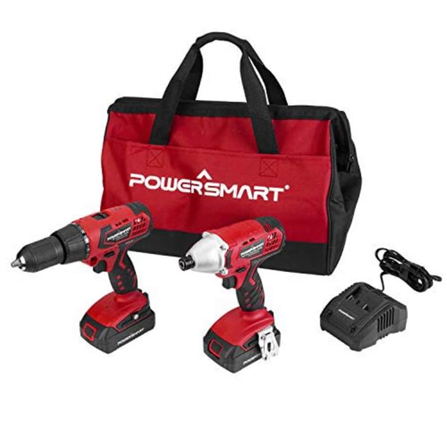 PowerSmart Drill and Impact Driver Combo Kit, 20V Max Drill and Impact Set Adjustable Speed and for $70