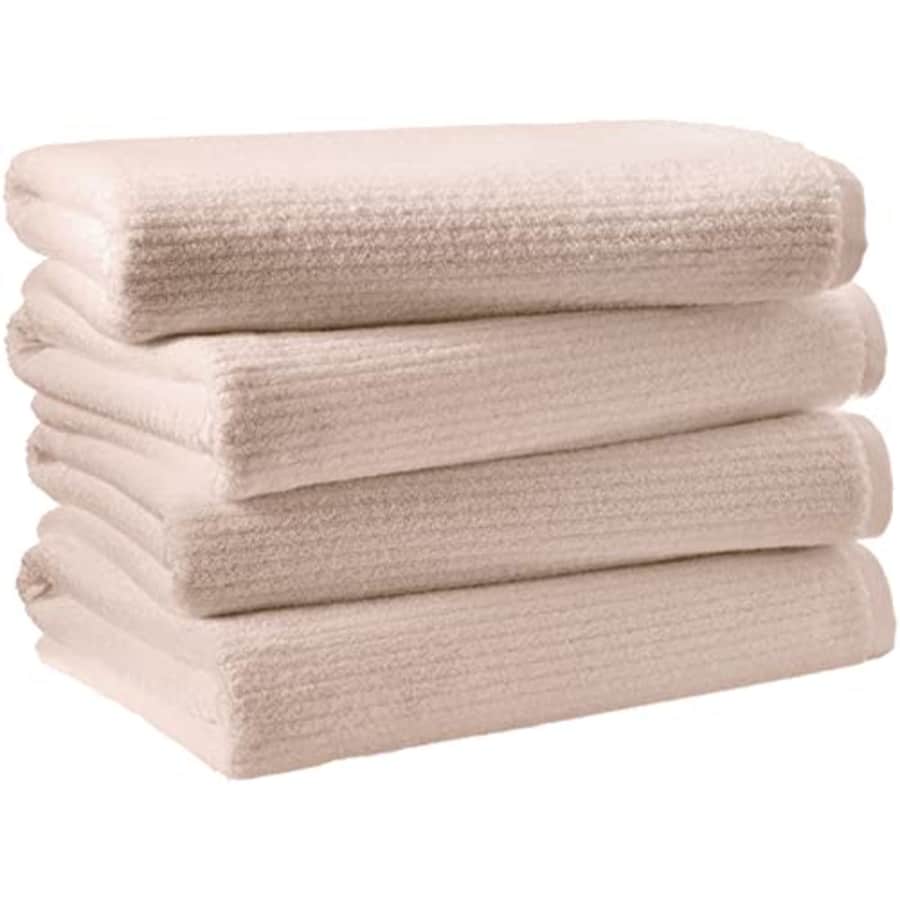 Amazon Aware 100% Organic Cotton Ribbed Bath Towels - Bath Towels, 4-Pack, Blush for $44 Amazon Aware 100% Organic Cotton Ribbed Bath Towels - Bath Towels, 4-Pack, Blush for $44