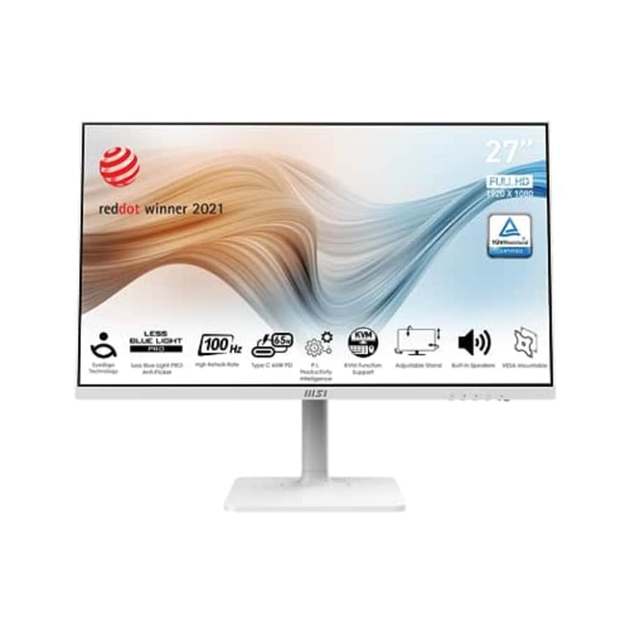 MSI Modern MD272XPW, 27" Monitor, IPS, 1920 x 1080 (FHD), FreeSync, 100Hz, TUV Certified Eyesight for $140