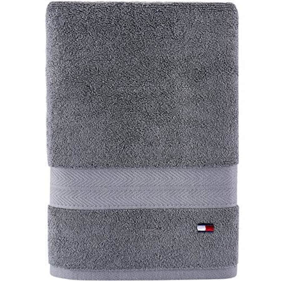 Tommy Hilfiger 100% Cotton Modern American Bath Towel, 30 x 54 inch, Grey Violet for $17