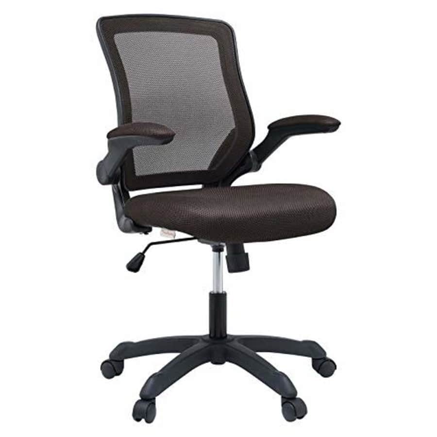 Modway Veer Office Chair with Mesh Back and Vinyl Seat With Flip-Up Arms in Brown for $109 Modway Veer Office Chair with Mesh Back and Vinyl Seat With Flip-Up Arms in Brown for $109