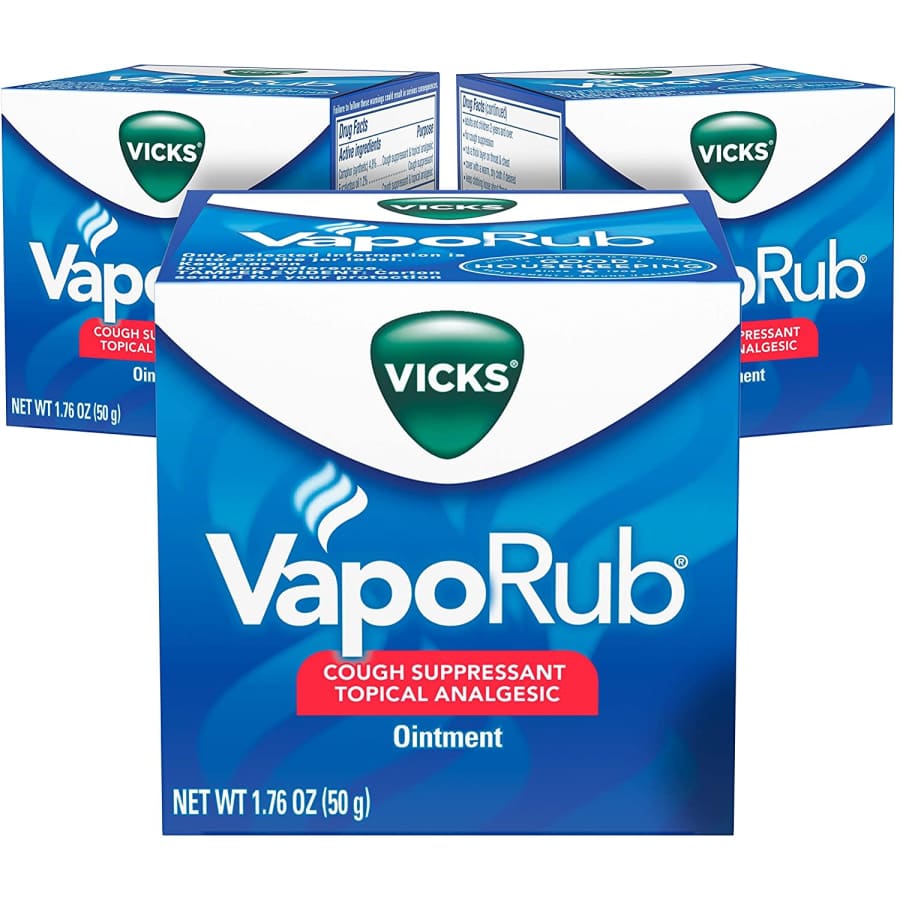 Vicks VapoRub Cough Suppressant / Chest Rub Ointment 1.76 oz 3-Pack for $19 Vicks VapoRub Cough Suppressant / Chest Rub Ointment 1.76 oz 3-Pack for $19