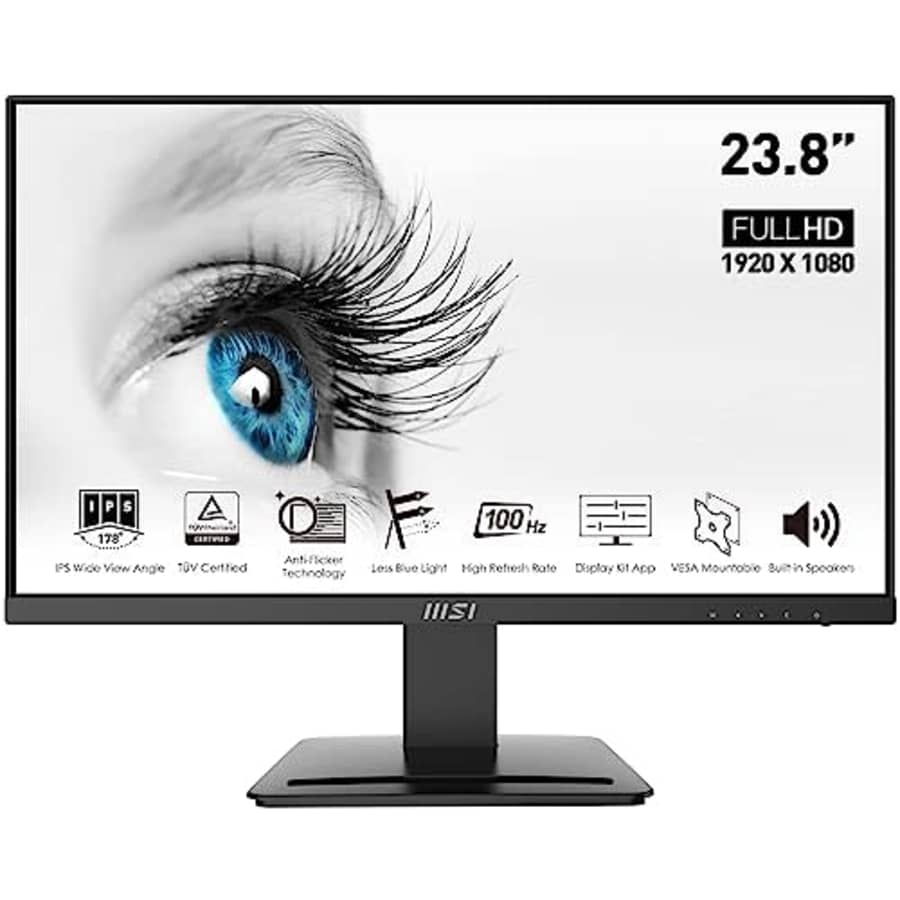 MSI PRO MP243X 23.8 Inch 1920 x 1080 Full HD Monitor Ergonomic Design, Blue Light Reduction, for $130 MSI PRO MP243X 23.8 Inch 1920 x 1080 Full HD Monitor Ergonomic Design, Blue Light Reduction, for $130