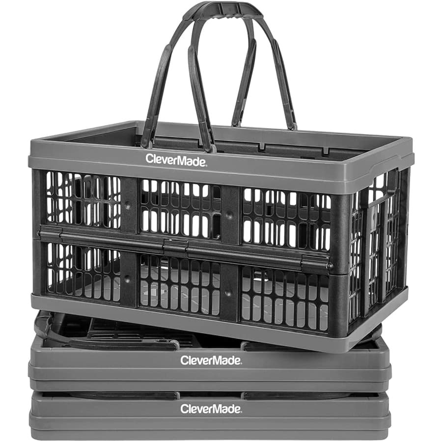 CleverMade Collapsible Plastic Grocery Shopping Basket 3-Pack for $45