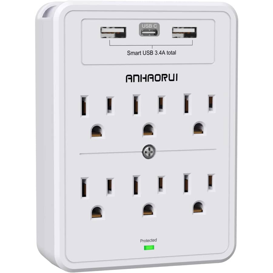 Anhaorui Multi-Plug Surge Protector Outlet Splitter for $9