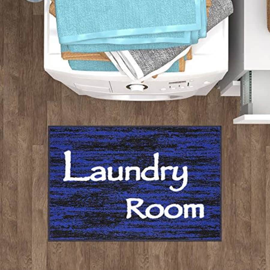 Ottomanson Laundry Collection Non-Slip Rubberback Laundry Text Design 2x3 Laundry Room Area for $9