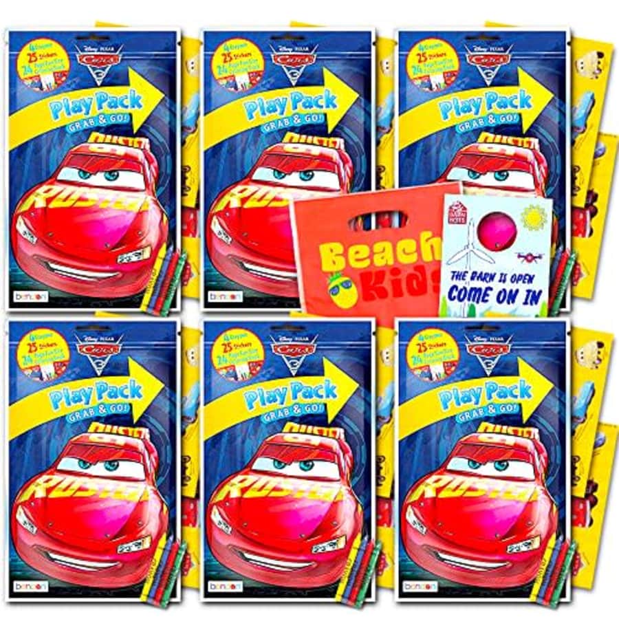 Disney Cars Ultimate Party Favors Packs - Bundle Includes 6 Sets with Stickers, Coloring Books and for $13