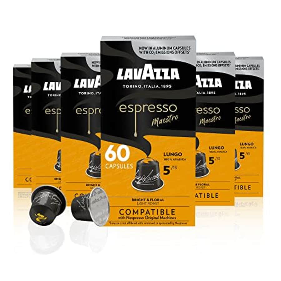 Lavazza Espresso Lungo Light Roast 100% Arabica Aluminum Capsules Compatible with Nespresso for $21
