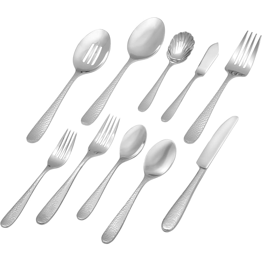 Stone & Beam Hammered 65-Piece Stainless Steel Flatware Set for $59