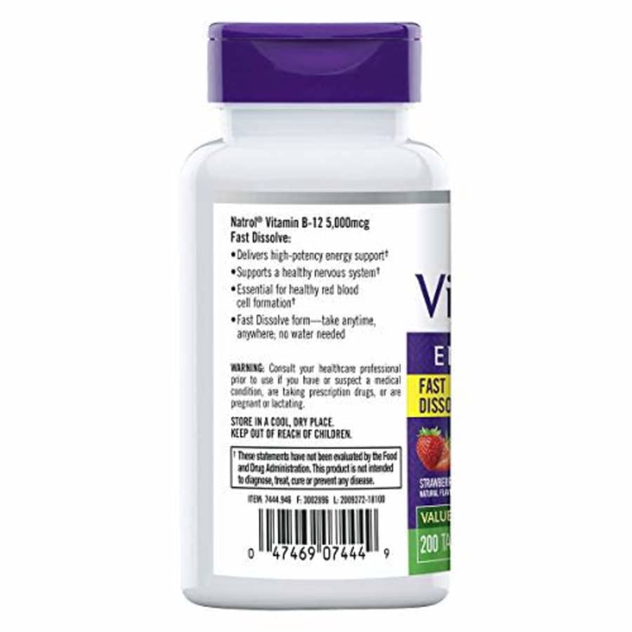 Natrol Vitamin B12 Fast Dissolve Tablets, Promotes Energy, Supports a Healthy Nervous System, for $18