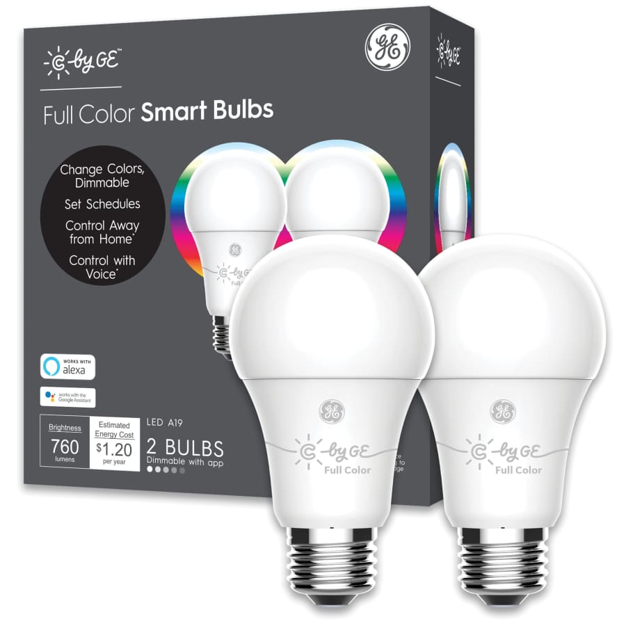 C by GE Full Color Dimmable LED Smart Light Bulb 2-Pack for $10