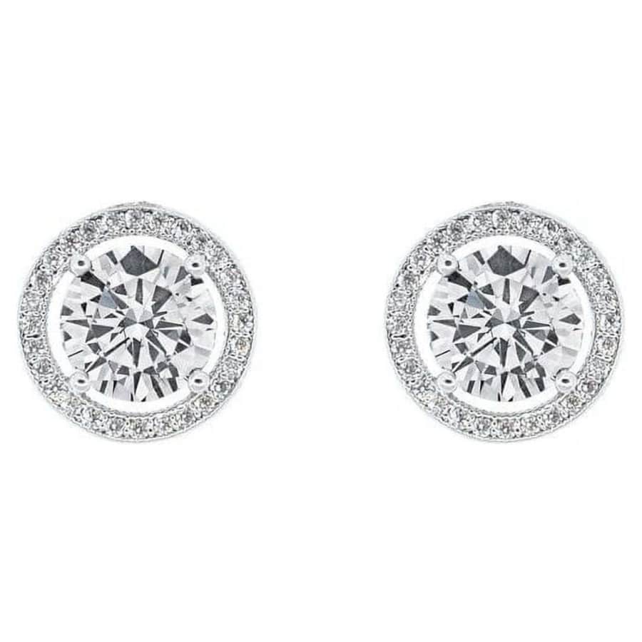 Cate & Chloe Ariel 18k Silver Halo CZ Stud Earrings for $15 Cate & Chloe Ariel 18k Silver Halo CZ Stud Earrings for $15