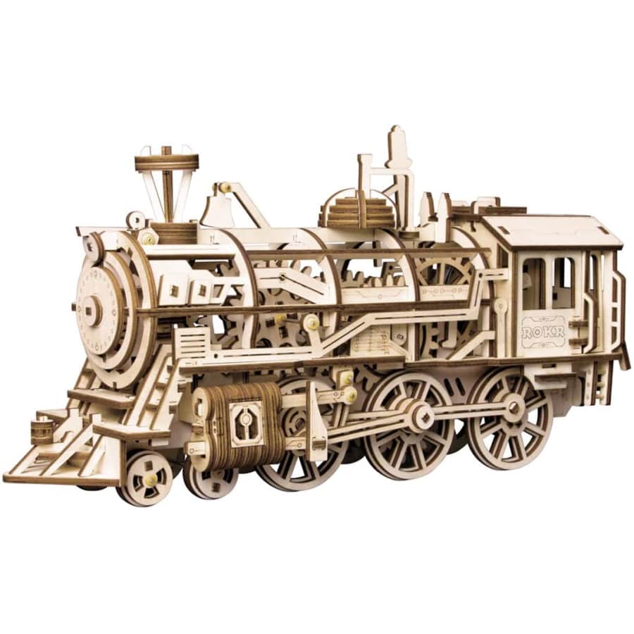 ROKR 3D Propelled Mechanical Locomotive Wooden Puzzle for $35