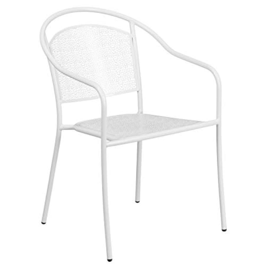 Flash Furniture Commercial Grade White Indoor-Outdoor Steel Patio Arm Chair with Round Back for $81