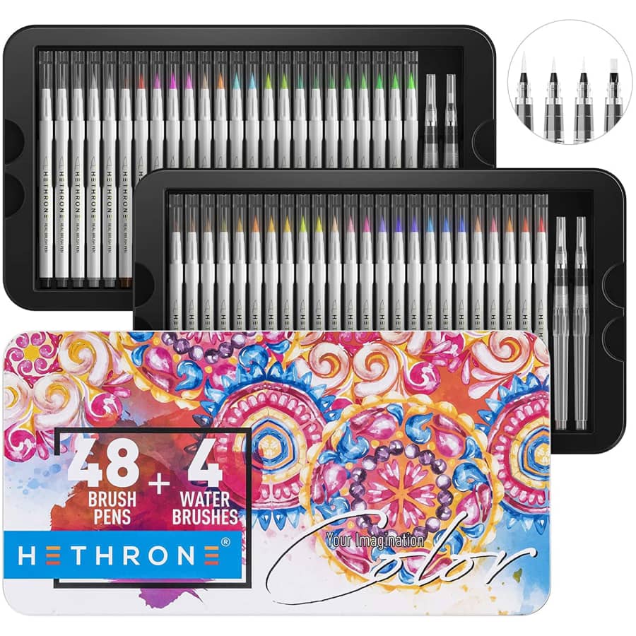 Hethrone 52-Piece Watercolor Pens for $20