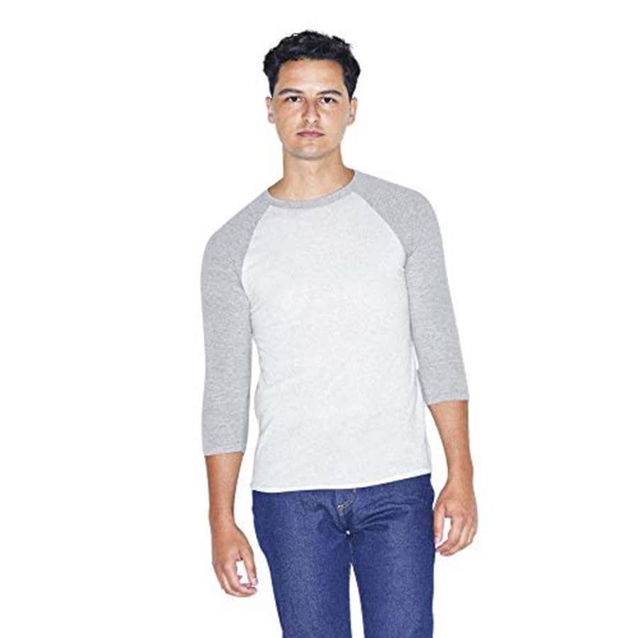 American Apparel Men's 50/50 Raglan 3/4 Sleeve T-Shirt, 2-Pack, White/Heather Grey, 2X-Large for $17