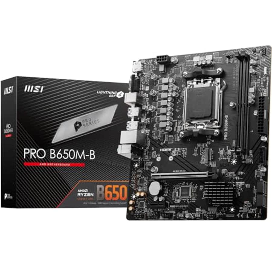 MSI PRO B650M-B Motherboard, Micro-ATX - Supports AMD Ryzen 9000 / 8000 / 7000 Series Processors, for $118 MSI PRO B650M-B Motherboard, Micro-ATX - Supports AMD Ryzen 9000 / 8000 / 7000 Series Processors, for $118