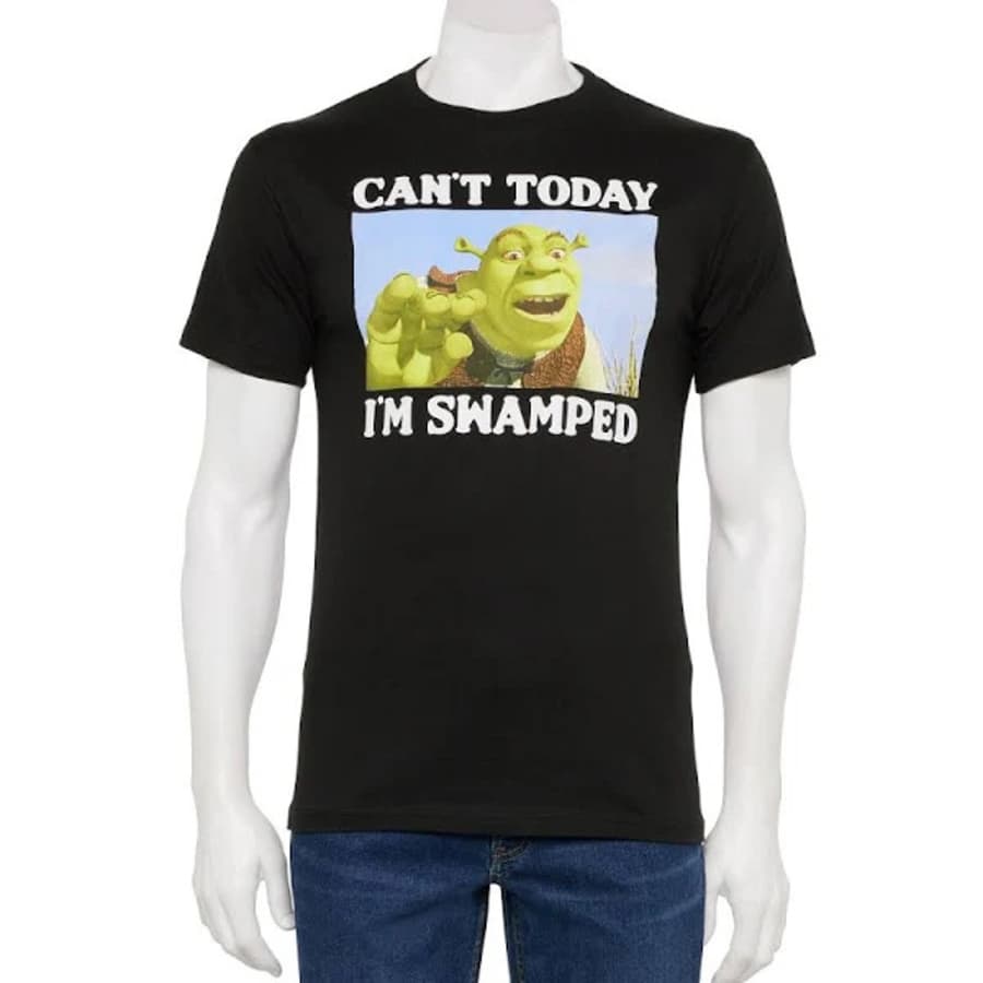 Men's Shrek "Can't Today I'm Swamped" Meme Graphic T-Shirt for $7 Men's Shrek "Can't Today I'm Swamped" Meme Graphic T-Shirt for $7