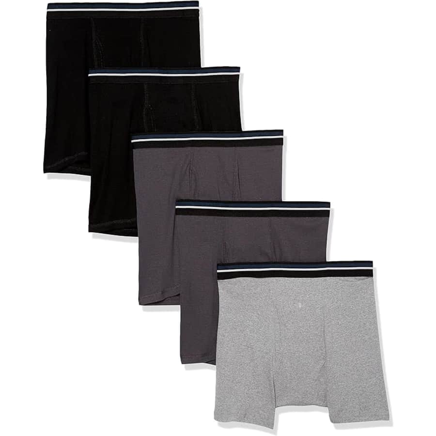 Amazon Essentials Men's Tag-Free Boxer Briefs 5-Pack for $18 Amazon Essentials Men's Tag-Free Boxer Briefs 5-Pack for $18