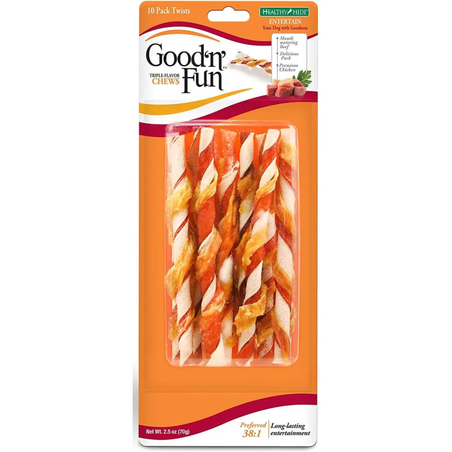 Good 'N' Fun Tripe Flavor Twists Dog Treats 10-Pack for $4