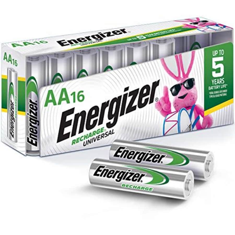 Energizer Rechargeable AA Batteries, NiMH, 2000 mAh, Pre-Charged, 16 count (Recharge Universal) for $40