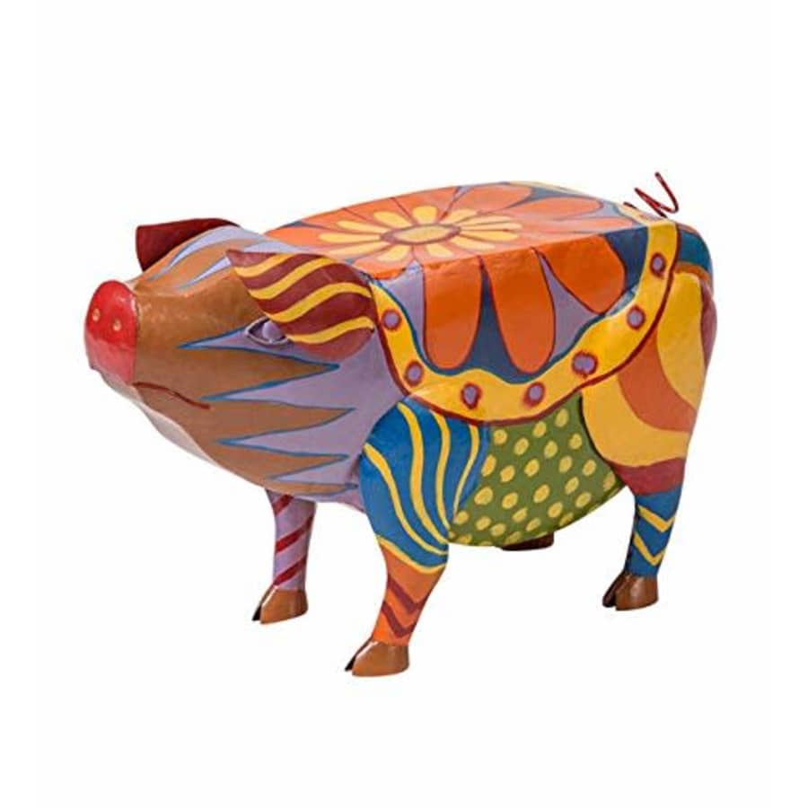 Plow & Hearth Handmade Colorful Painted Folk Art Design Metal Pig Side Table Accent Functional for $227 Plow & Hearth Handmade Colorful Painted Folk Art Design Metal Pig Side Table Accent Functional for $227