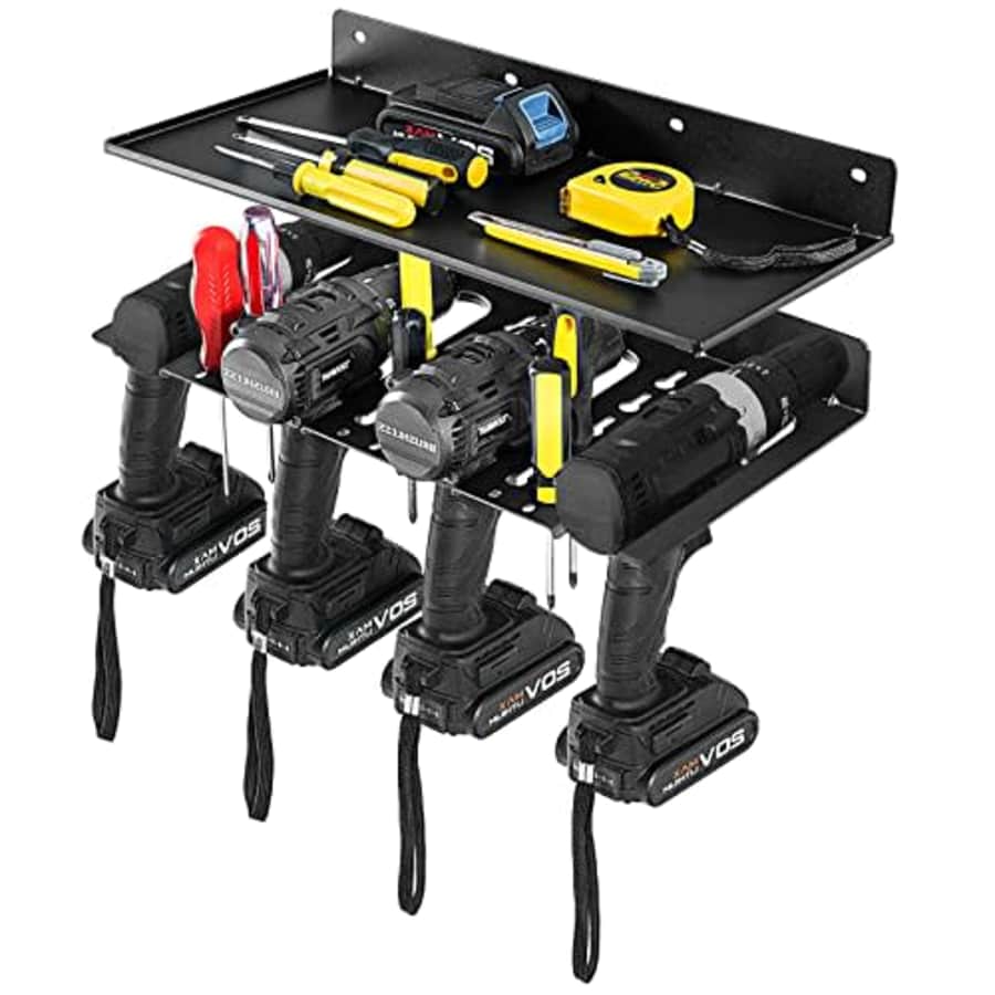 Goplus Electric Drill Holder, Wall Mounted Power Tool Organizer, Cordless Drill Storage Rack with for $20