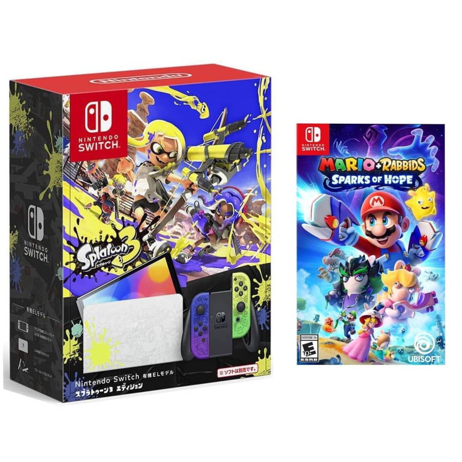 Nintendo OLED Splatoon 3 + Mario Rabbids Sparks of Hope Bundle for $320 Nintendo OLED Splatoon 3 + Mario Rabbids Sparks of Hope Bundle for $320