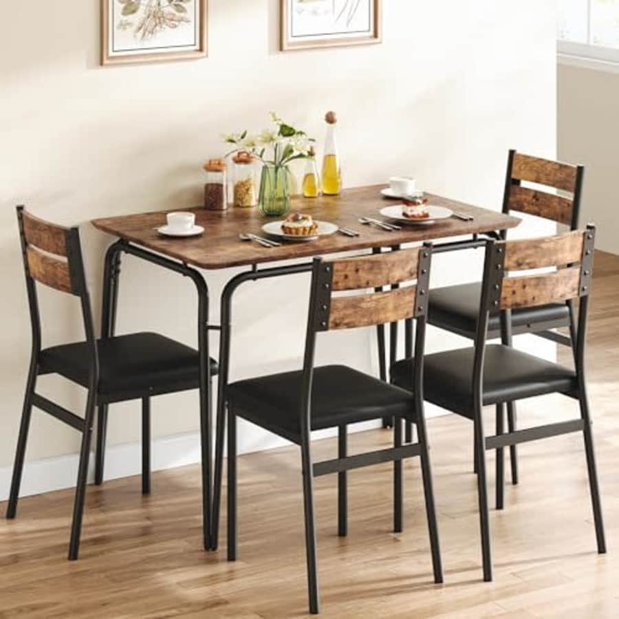 Idealhouse Dining Table Set for 4, Kitchen Table and Chairs for 4, 5 Piece Kitchen Dining Room Table Set,Wood for $128 Idealhouse Dining Table Set for 4, Kitchen Table and Chairs for 4, 5 Piece Kitchen Dining Room Table Set,Wood for $128