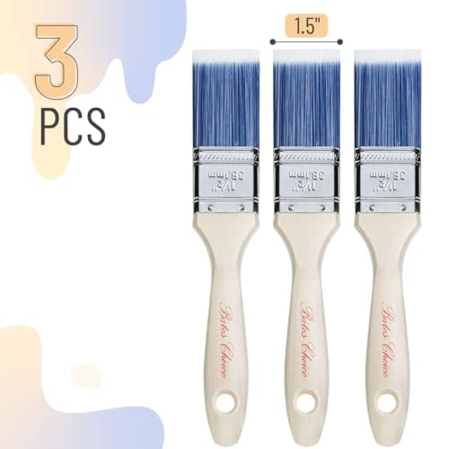 Bates Choice Bates- Paint Brushes, 1.5-Inch, 3 Pack, Treated Wood Handle, Paint Brushes for Walls, Stain Brush, for $5